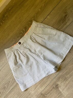 Anthropologie Light Blue and White Pinstriped Women’s Pleated Shorts